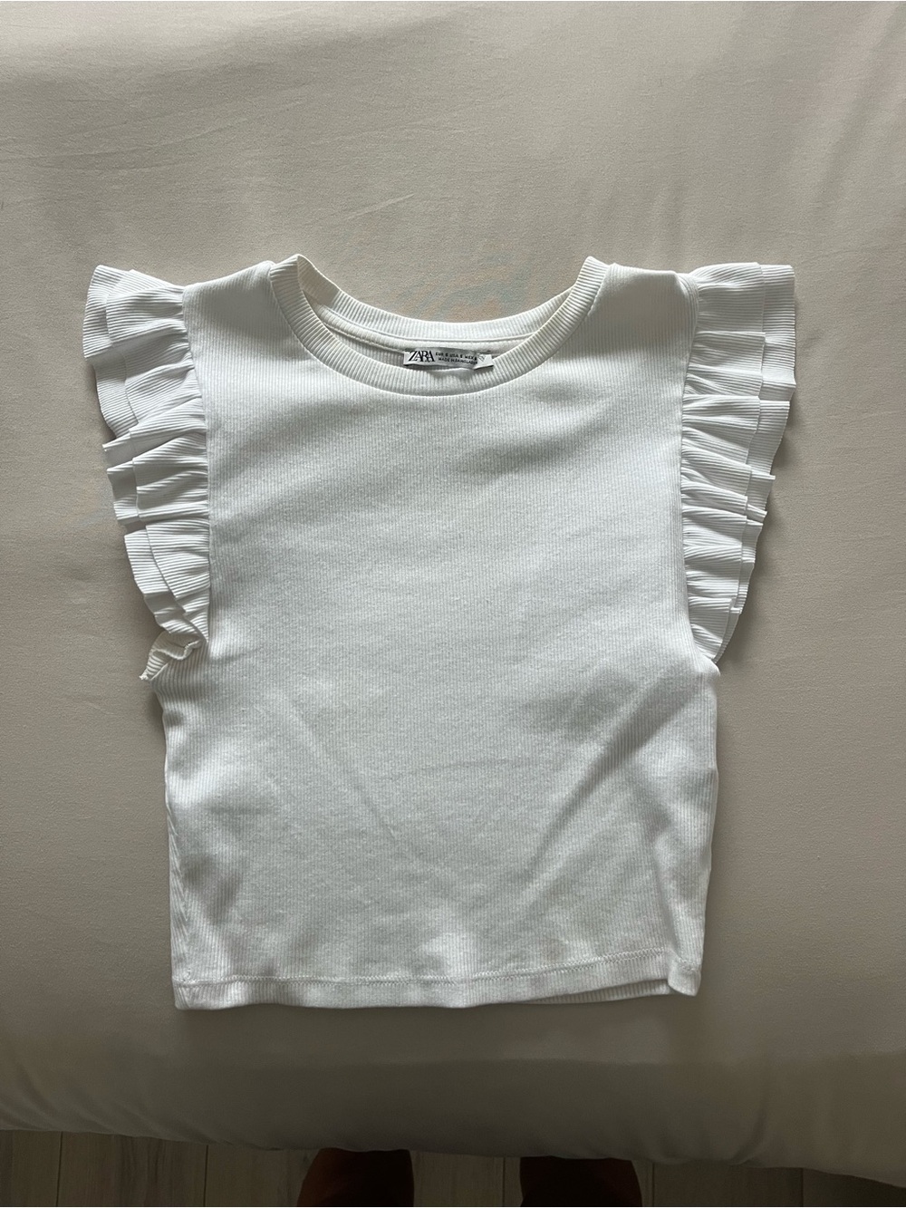 Zara White Ruffle Sleeve Top